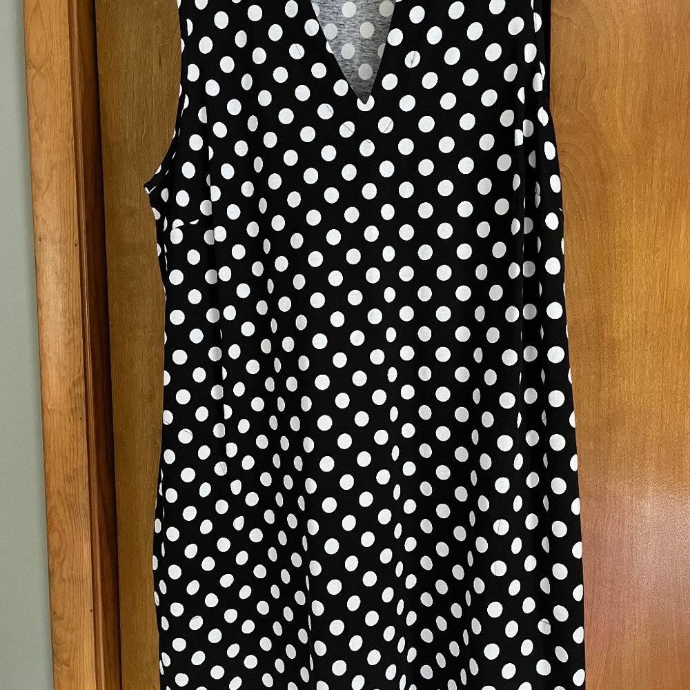 Women's Lands' End Plus Size Swim Cover-up Dress 1X Black Retro Dot NWOT